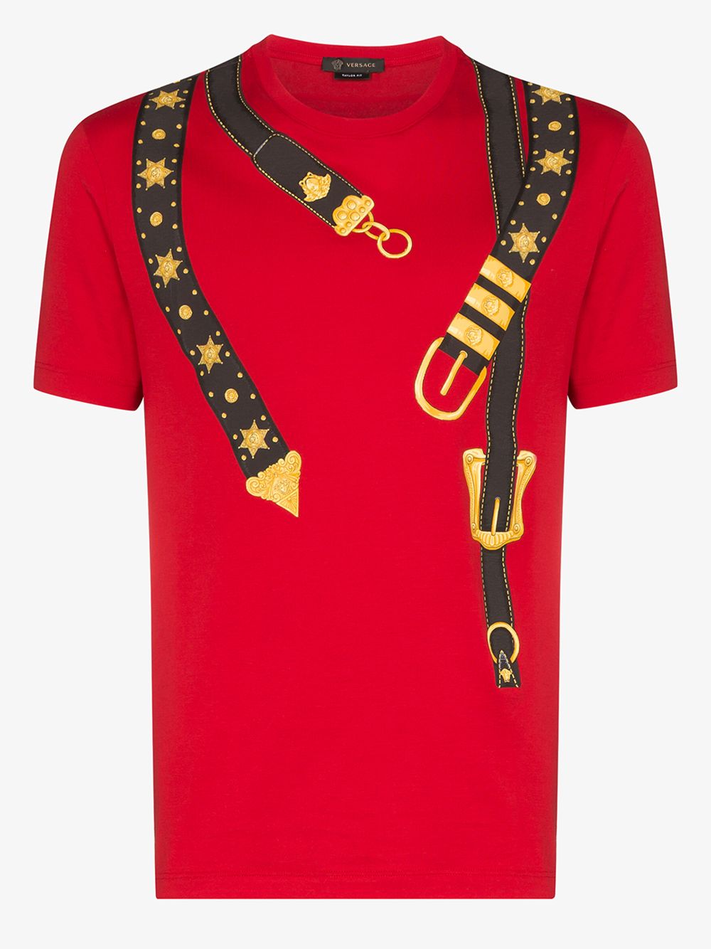 VERSACE BELT PRINT COTTON T-SHIRT,A85176A22880614502762