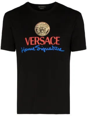 Versace Greca Signature Crew-Neck Pocket Men/'s T-Shirt Black