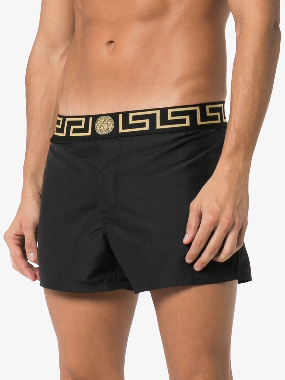 фото Versace greca-print swim shorts