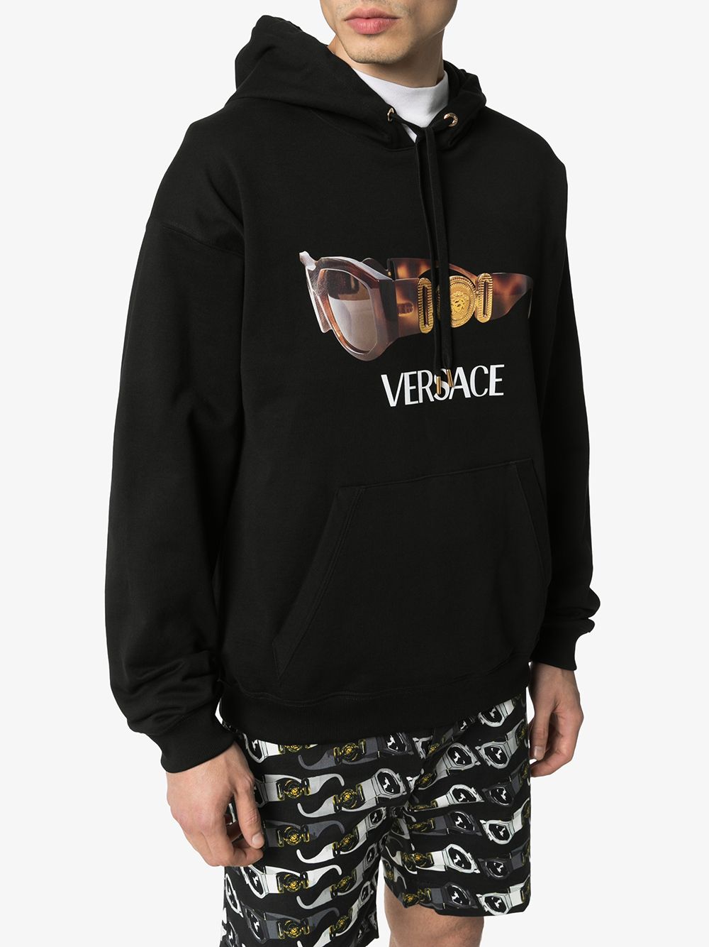 Versace Sunglasses Logo Print Hoodie Farfetch