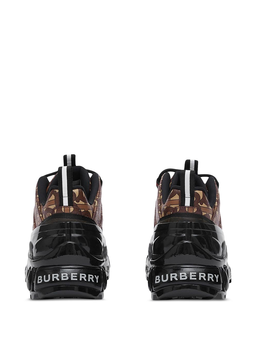 Shop Burberry Monogram Print Arthur Sneakers In Brown ,black