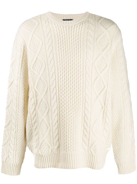 white ralph lauren cable knit jumper womens