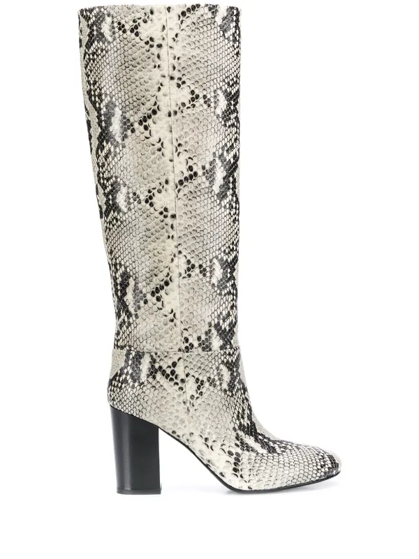 snakeskin knee high boots