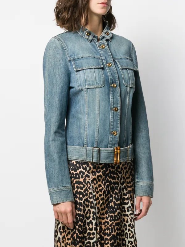Gucci Pre-Owned Cropped Denim Jacket Blue FARFETCH JO - Main Image