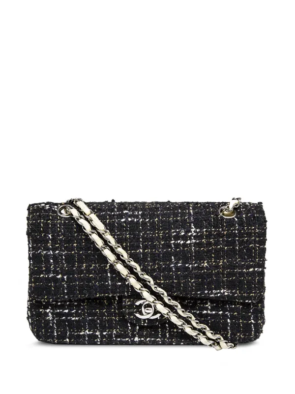 chanel black tweed bag