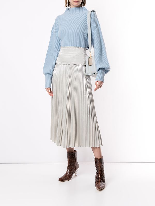 alc silver pleated skirt