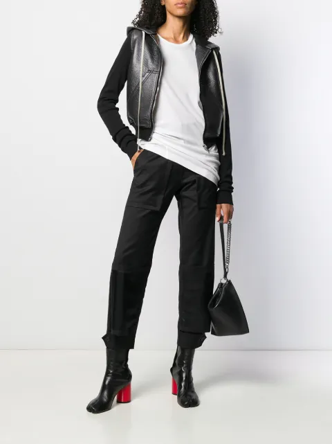 RICK OWENS DRKSHDW LEATHER EFFECT HOODIE