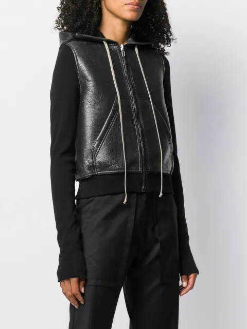 RICK OWENS DRKSHDW LEATHER EFFECT HOODIE