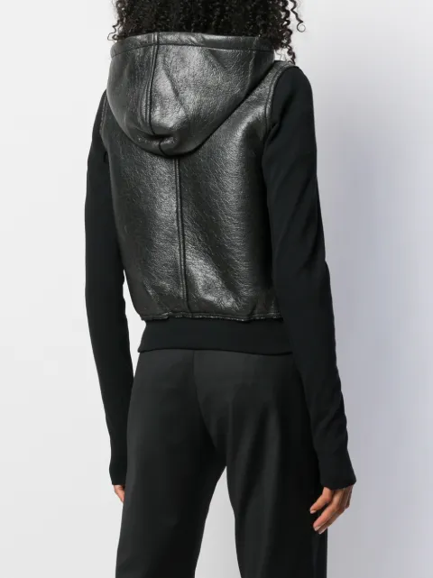 RICK OWENS DRKSHDW LEATHER EFFECT HOODIE