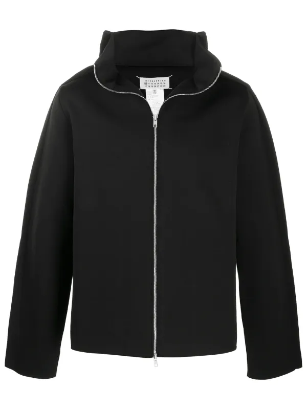 high collar zip hoodie