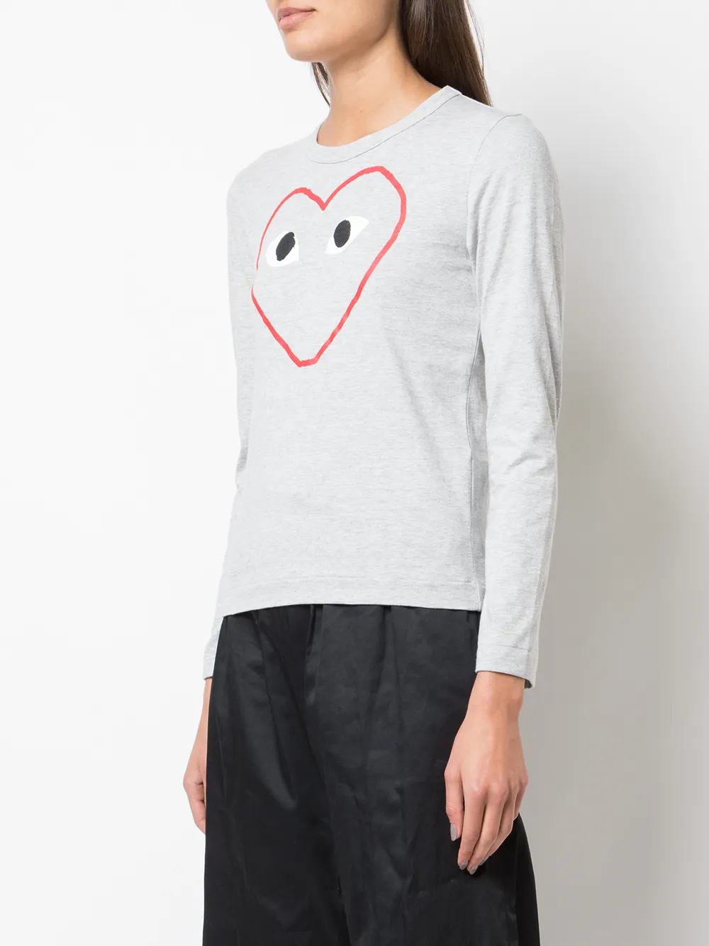  Comme Des Garçons Play T Shirt Mit Logo Print   Grau 