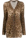 Dolce & Gabbana leopard-print cashmere cardigan - Brown