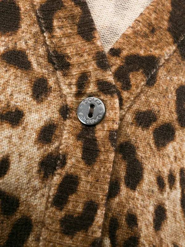 Cashmere leopard shop print cardigan