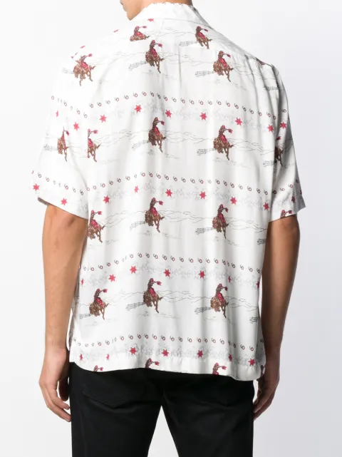 Shop white Rhude cowboy button-up shirt 