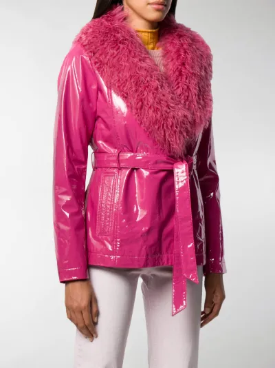 Saks Potts wet look lined jacket pink 