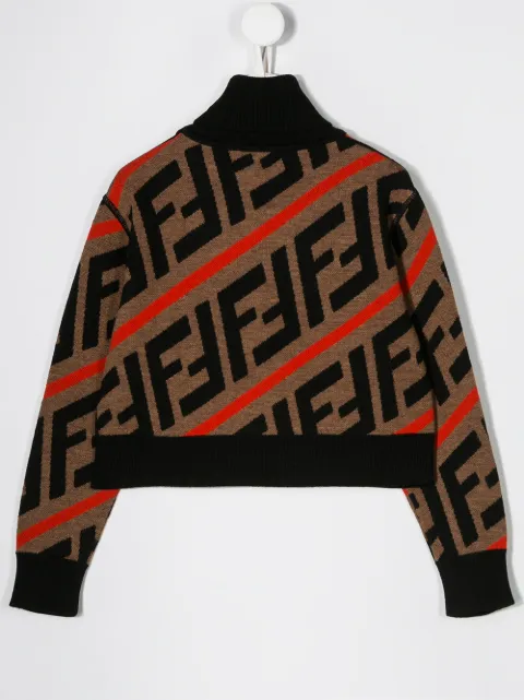 Fendi Kids FF Logo Stripe Patterned Sweater - Farfetch