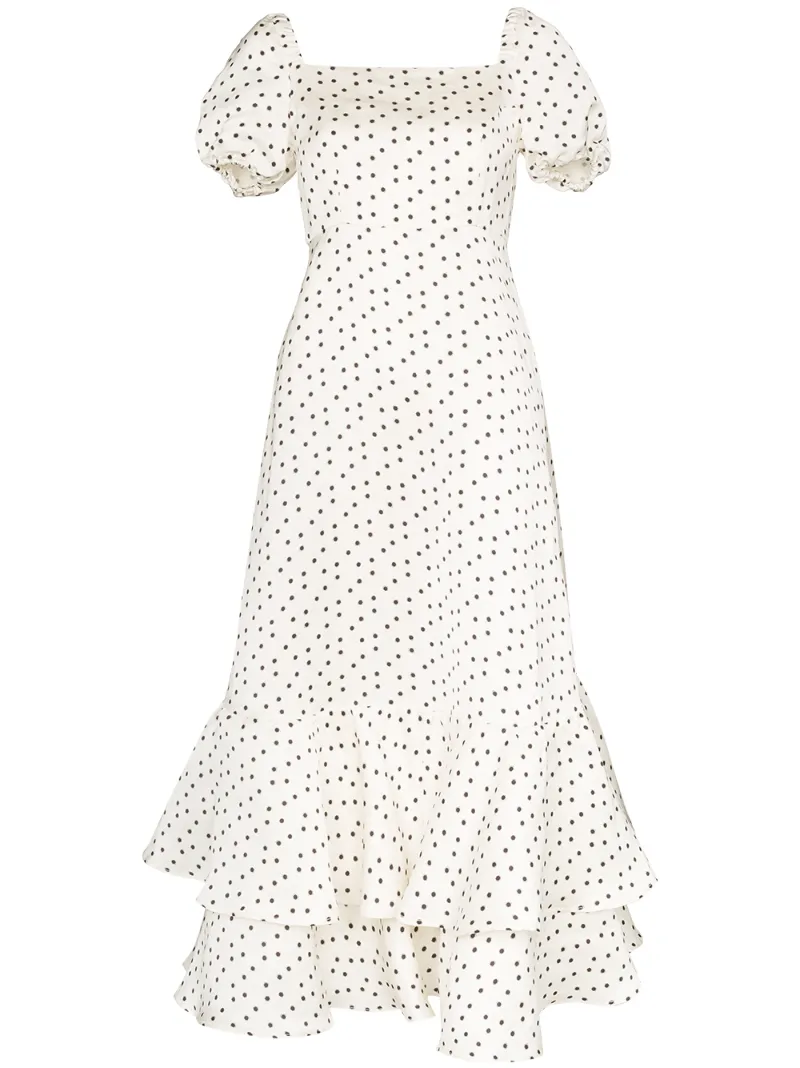 Shrimps Dresses EVE RUFFLED FLORAL-PRINT MIDI DRESS