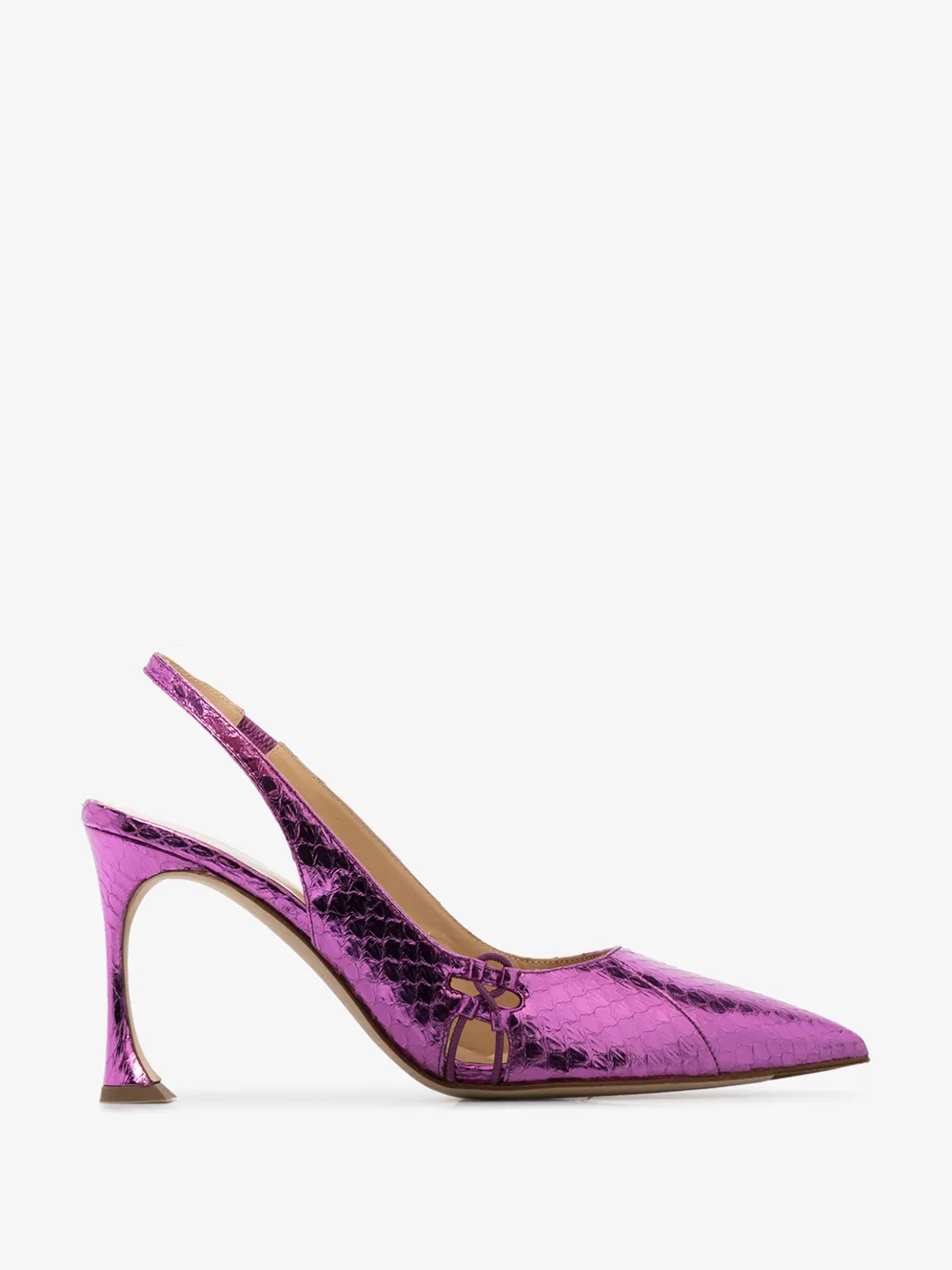 LIUDMILA PINK SLIP 85 SNAKE EFFECT LEATHER PUMPS,SLIPSLINGBACK8514509095