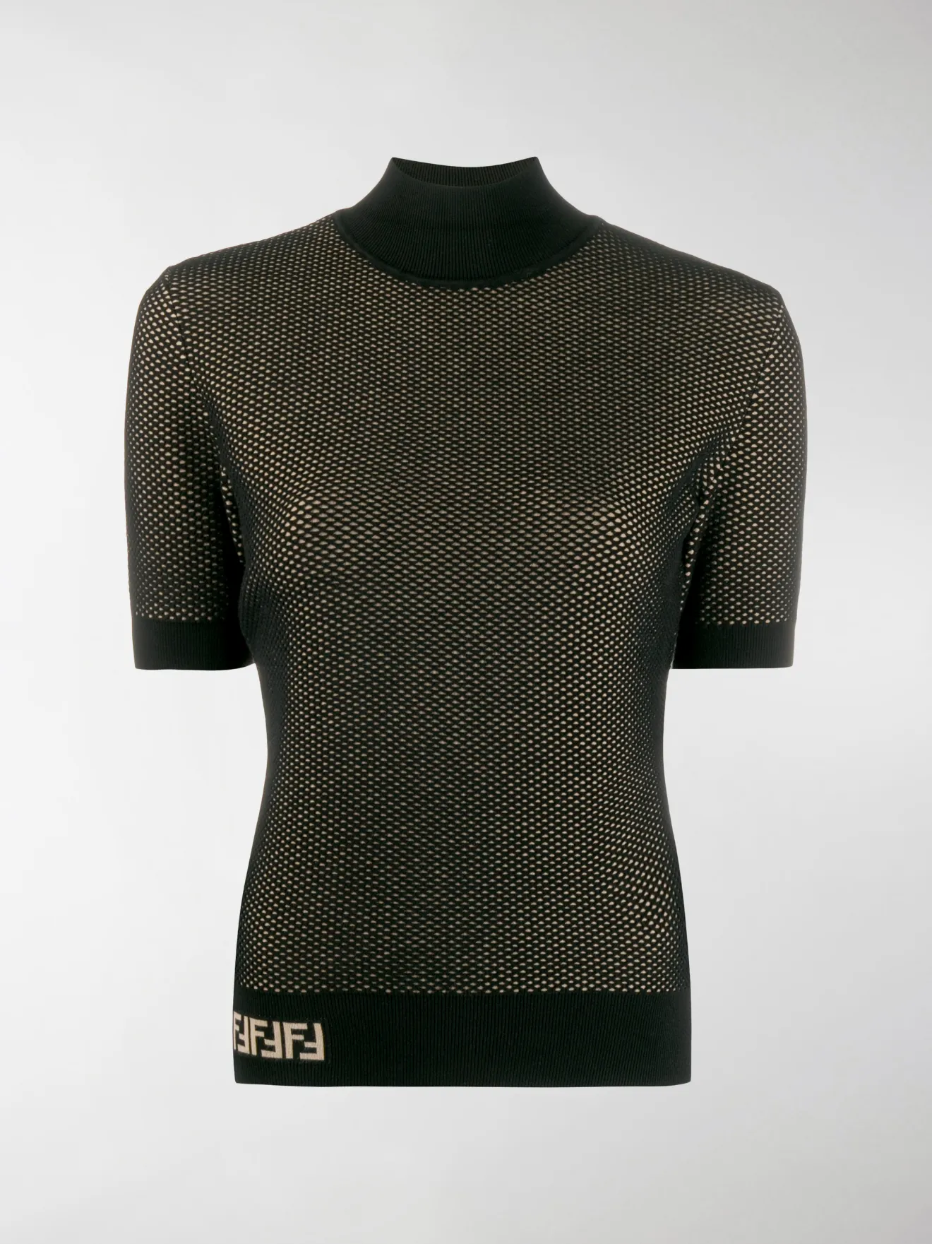 Fendi double-layer mesh-knit top black 