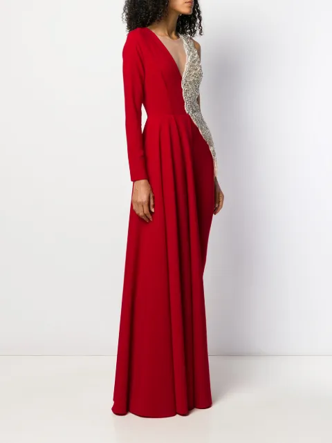 LOULOU STUDIO ASYMMETRIC BEADED JUMPSUIT