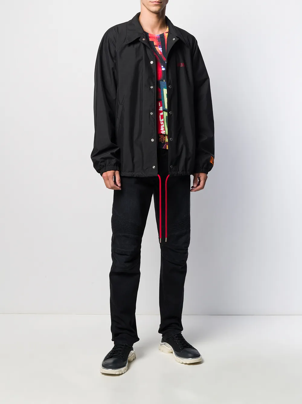 Neil Barrett T-shirt met neon print - Zwart