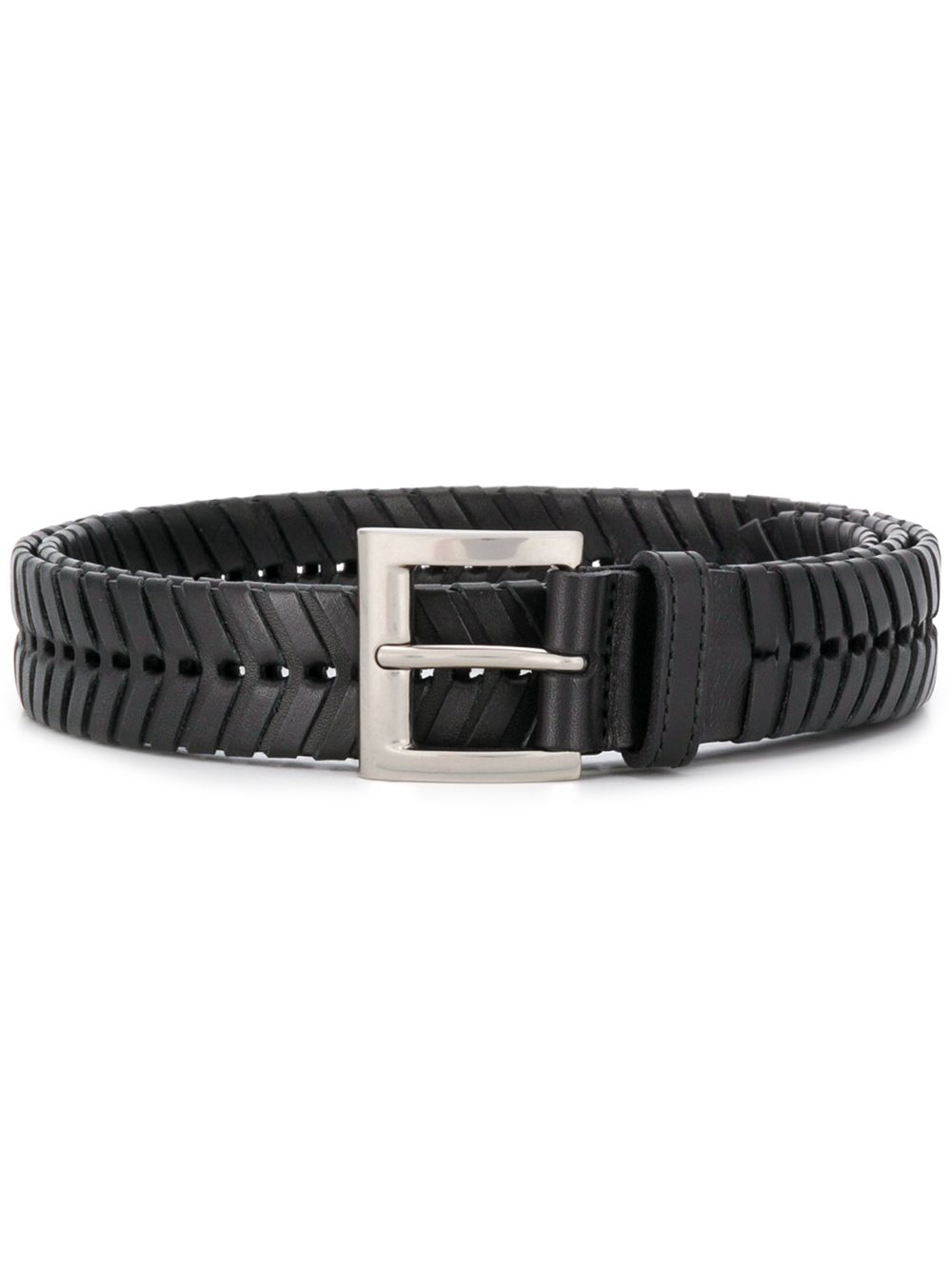 Bottega Veneta Embossed Chevron-pattern Belt In Black | ModeSens