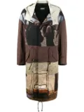 Undercover patchwork print coat - Brown