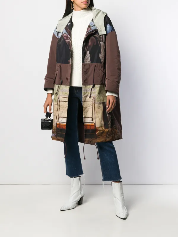 Undercover Patchwork Print Coat | Brown | FARFETCH JO