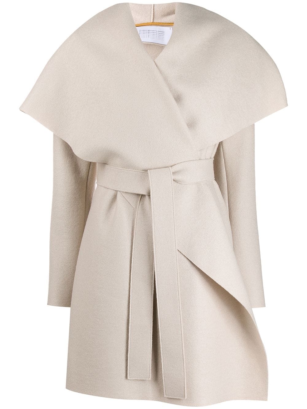 Shop Harris Wharf London Belted Single-breasted Coat In Cream