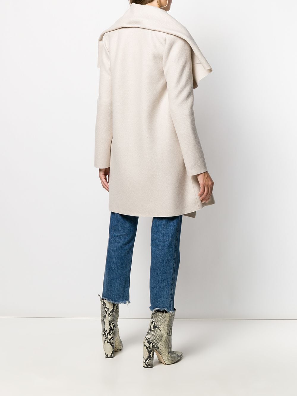 Shop Harris Wharf London Belted Single-breasted Coat In Cream