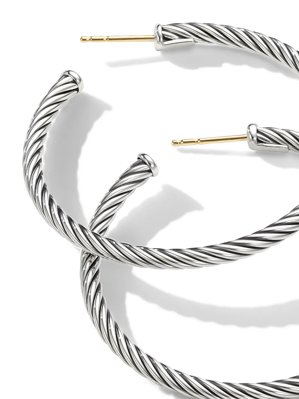 DAVID YURMAN STERLING SILVER CABLE HOOP EARRINGS