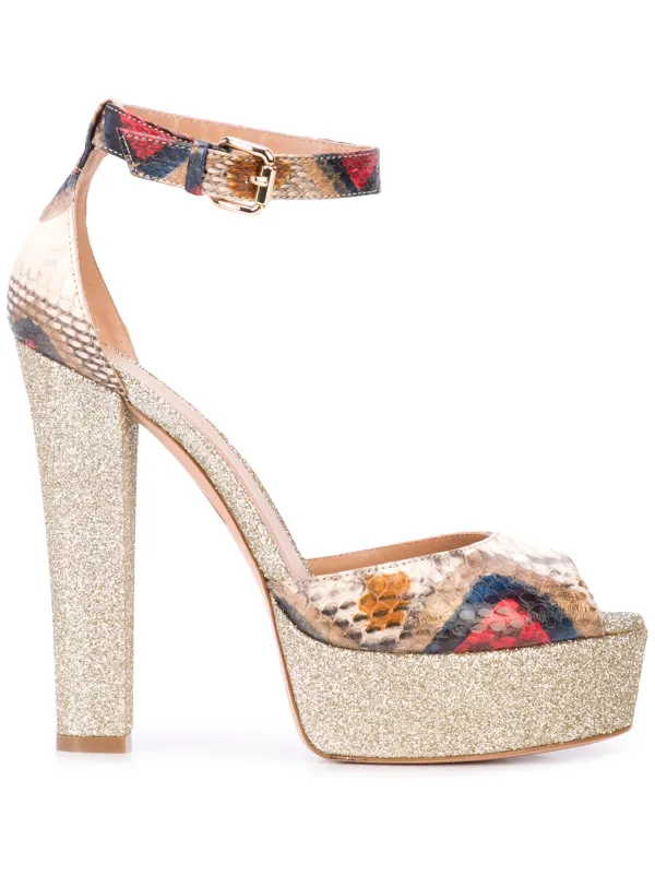 snakeskin platform sandals