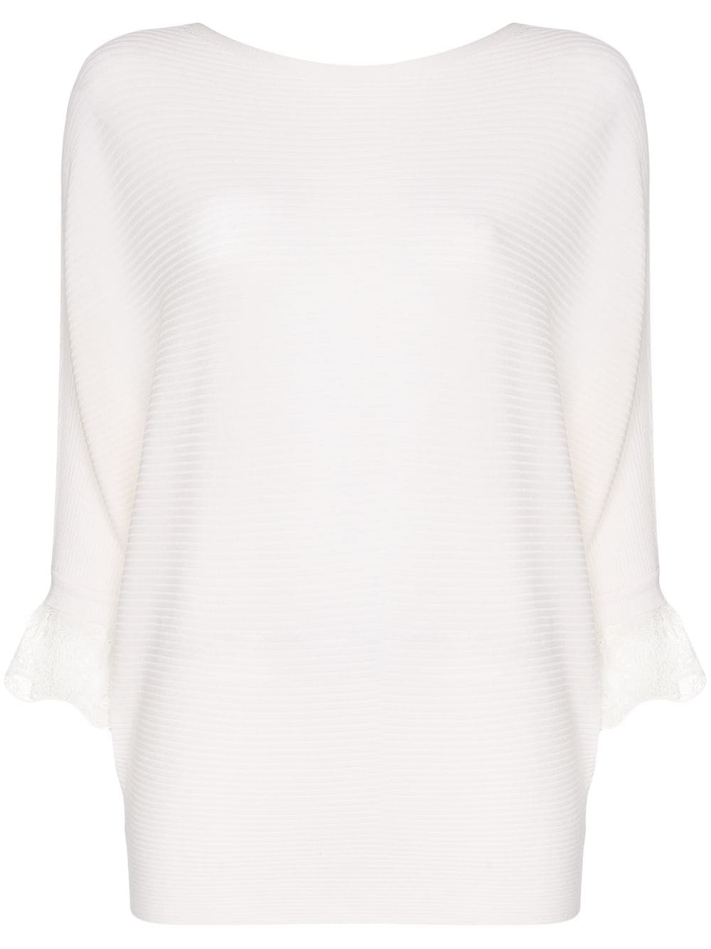 CHLOÉ LACE-TRIMMED RIBBED-KNIT JUMPER