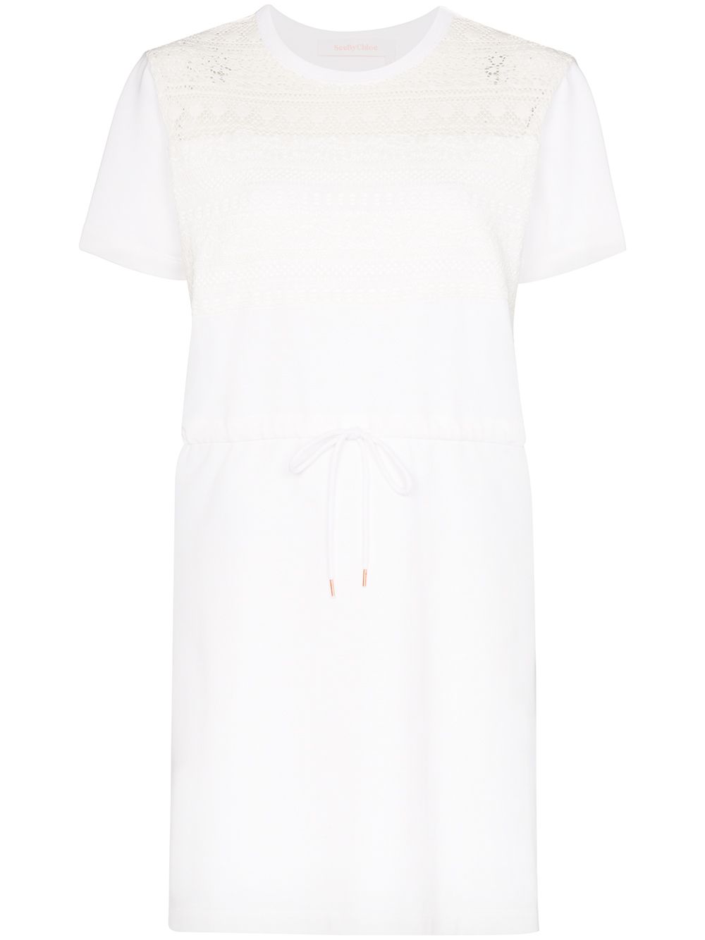 Shop See By Chloé Lace Insert Mini Dress In White