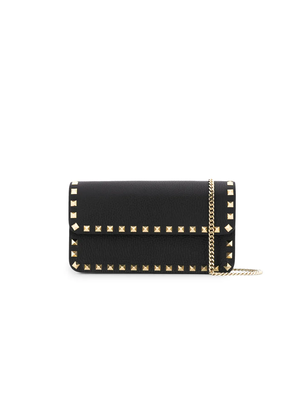 Valentino Garavani Rockstud Leather Clutch Bag In Black