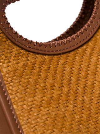 Brown Cupidion raffia and leather tote展示图