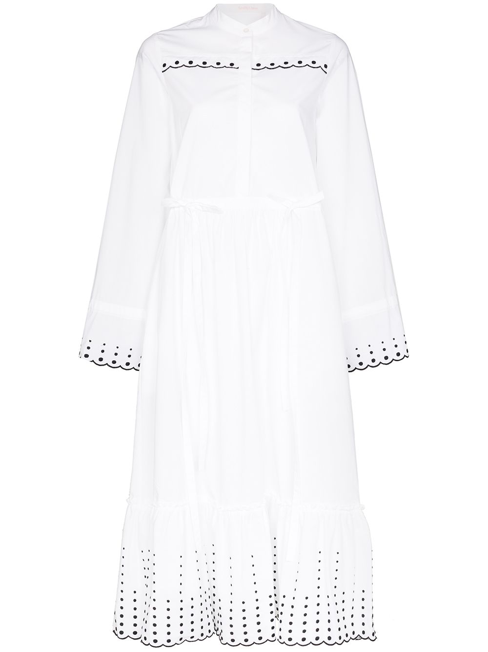 See By Chloé Embroidered Poplin Midi Dress In White