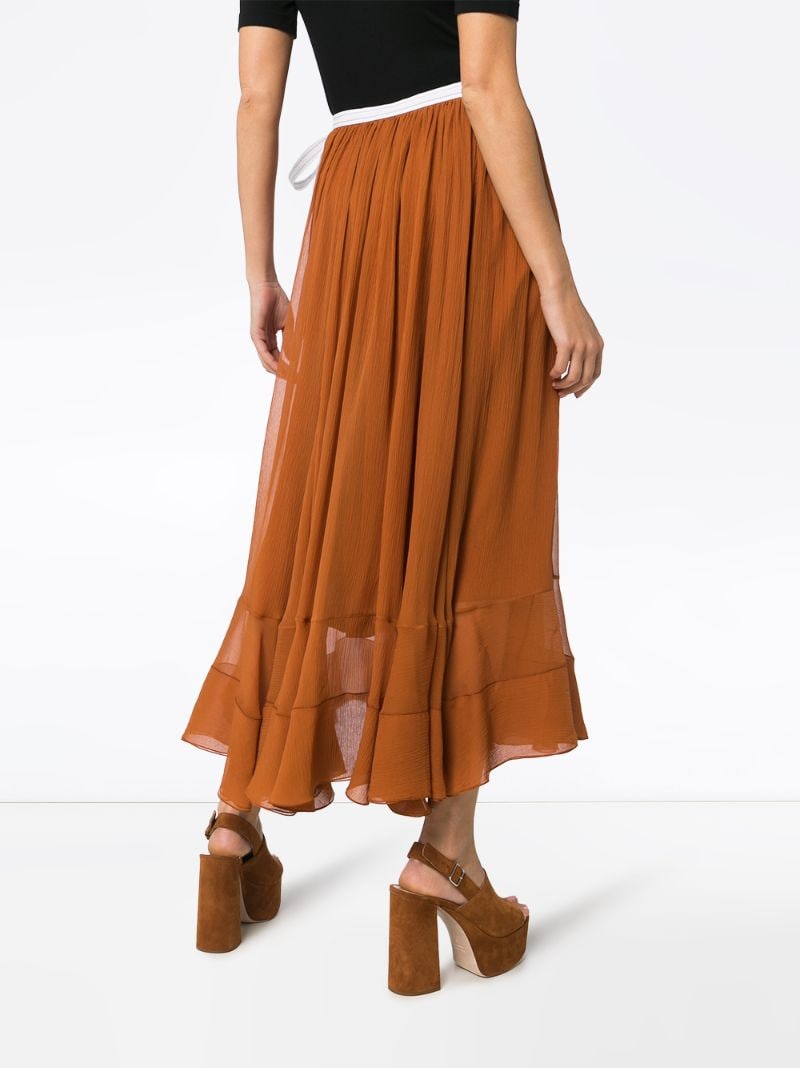 Shop Chloé Silk-mousseline Midi Skirt In Brown