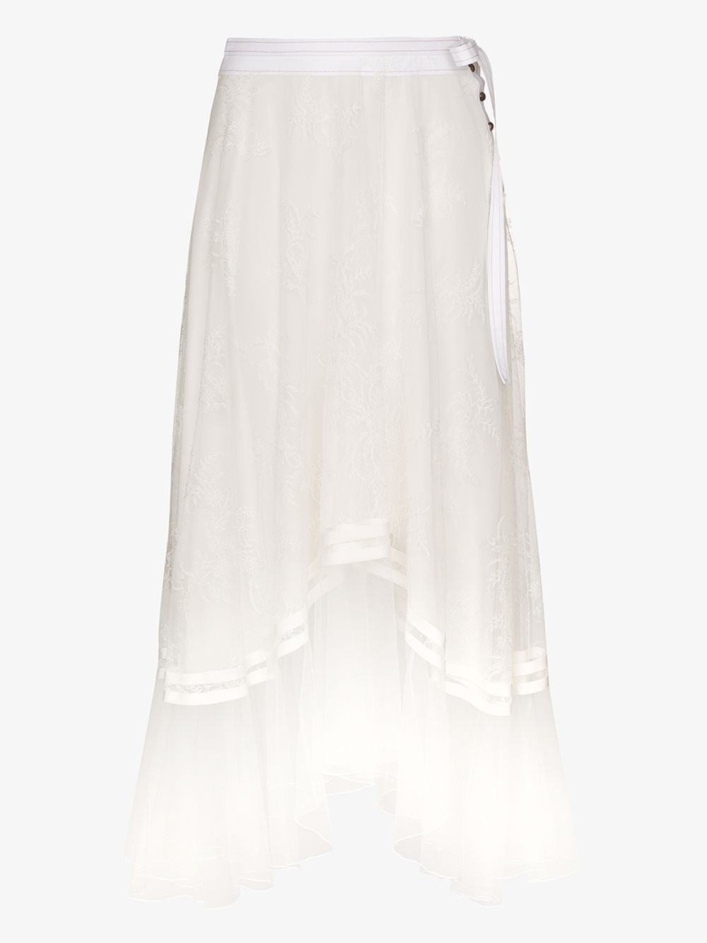 CHLOÉ CHLOÉ WHITE LAYERED CHANTILLY LACE AND TULLE SKIRT,CHC20SJU0341114514329