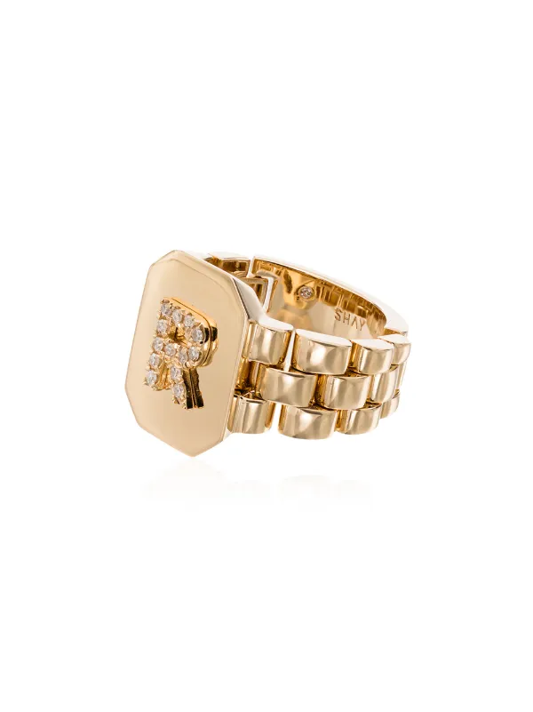 Shay 18K Yellow Gold Diamond Initial R Ring