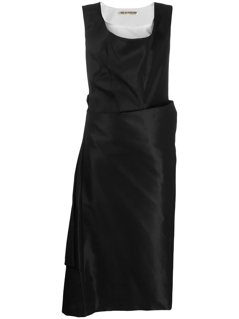 Pre-owned Comme Des Garçons 1995 Draped Midi Dress In Black