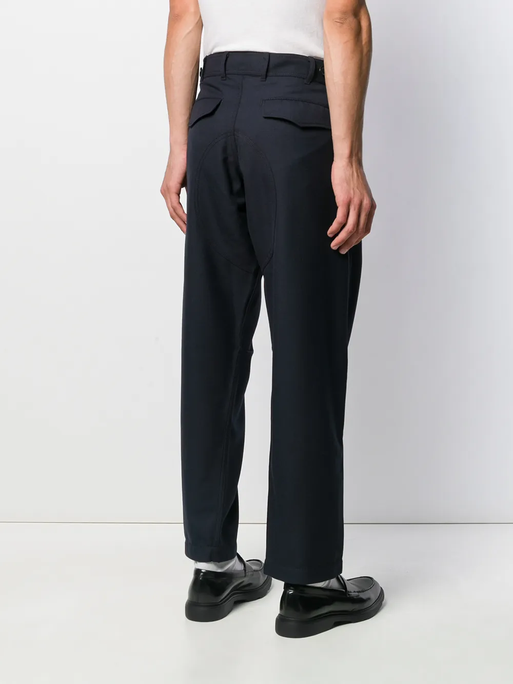 Shop Comme Des Garçons Shirt Cropped Tailored Trousers In Blue