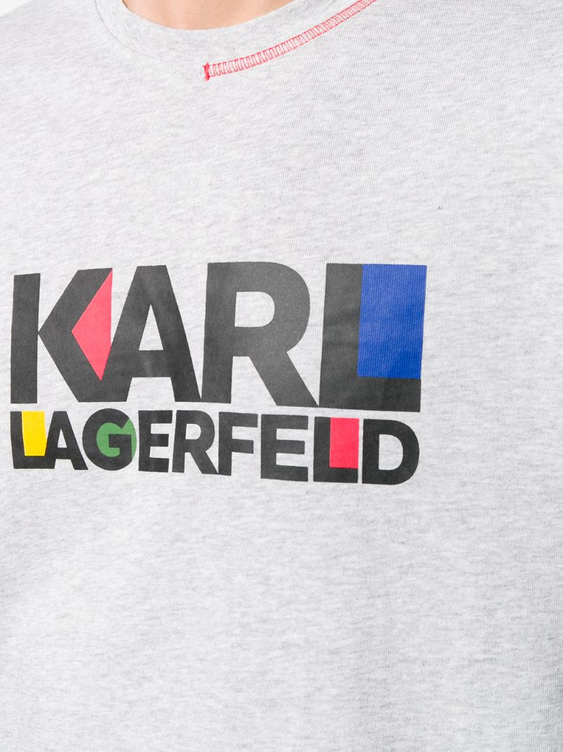 Shop Karl Lagerfeld Bauhaus Logo T-shirt In Grey