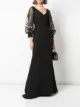 الصورة 2 من Badgley Mischka فستان سهرة بطبعة زهور ورقبة V