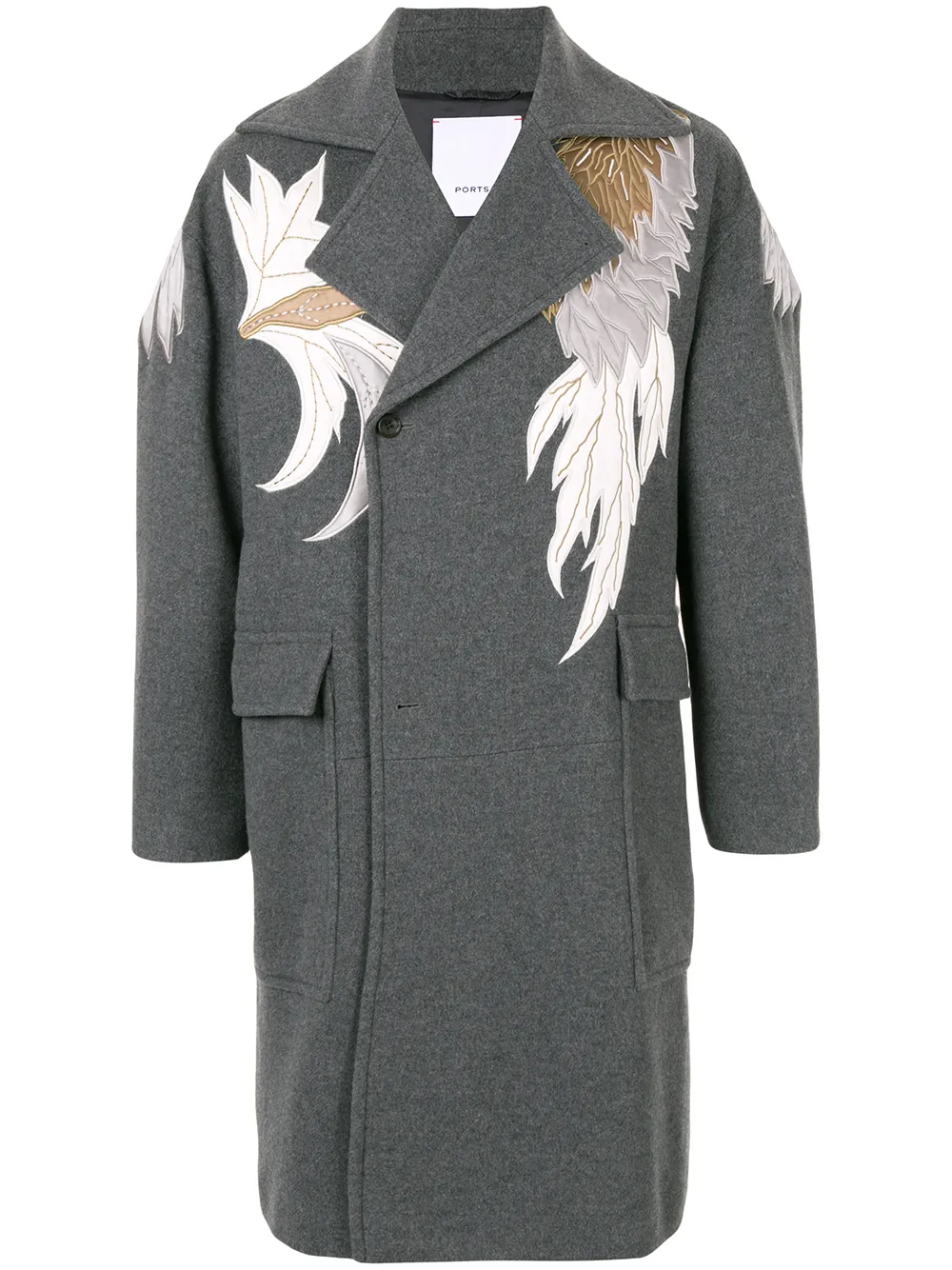 Ports V Cappotto oversize con applicazioni - Grigio