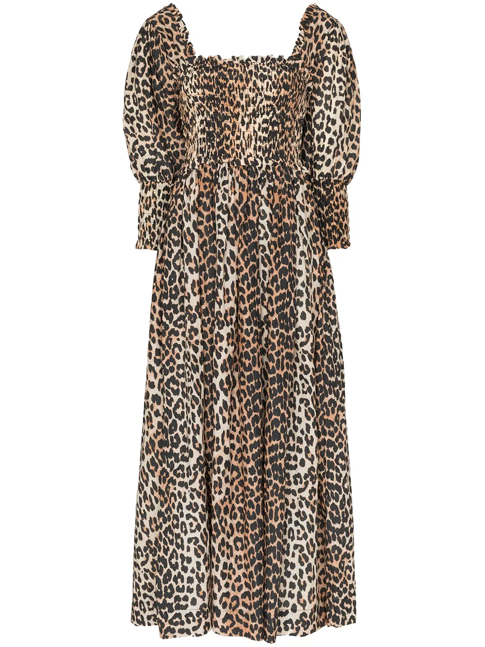 Ganni Dresses RUCHED LEOPARD-PRINT DRESS