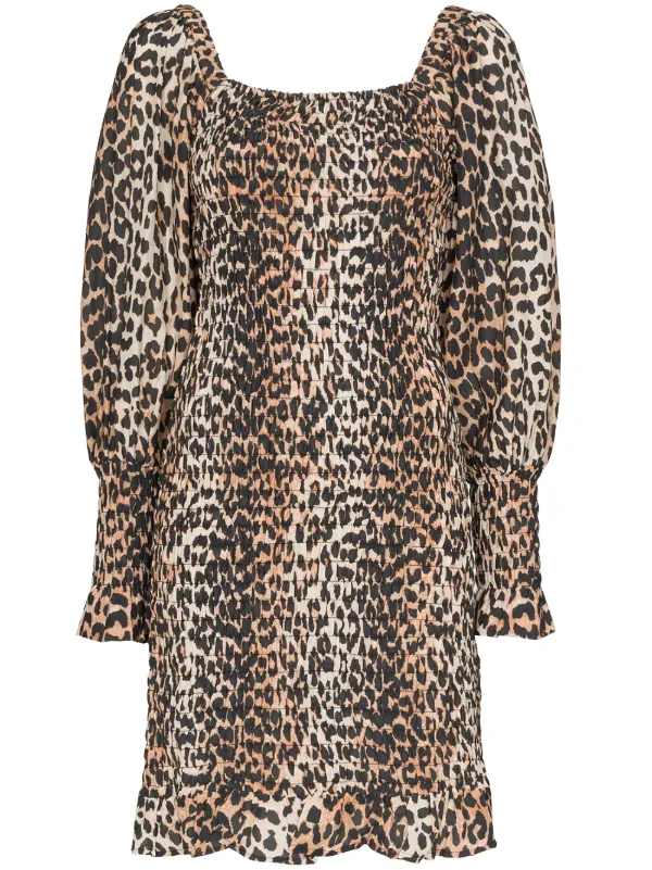 ganni leopard print mini dress