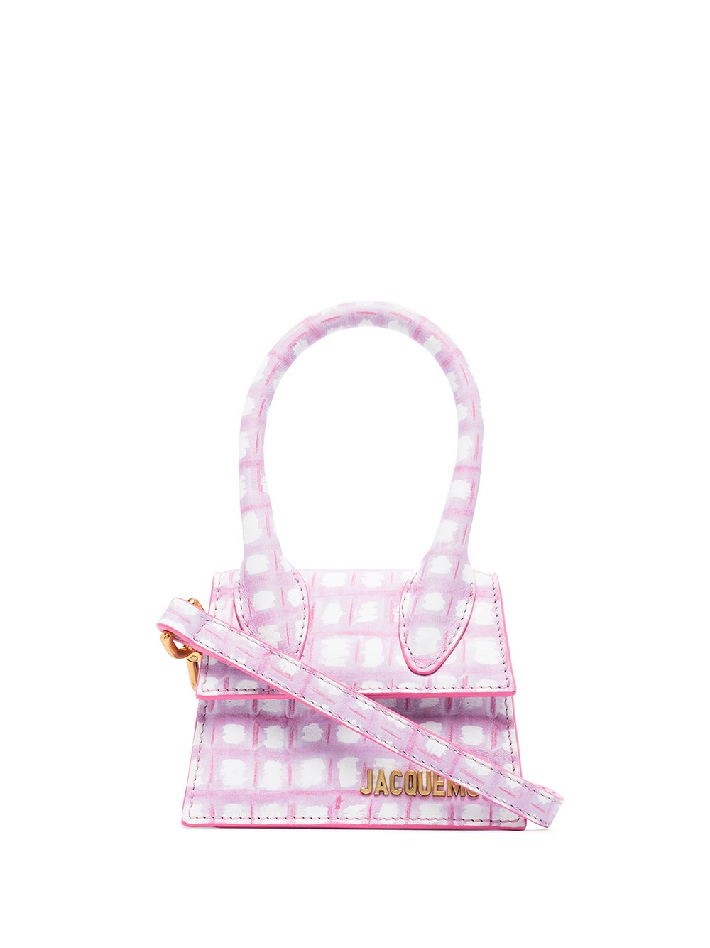 фото Jacquemus pink and white le chiquito check print mini bag