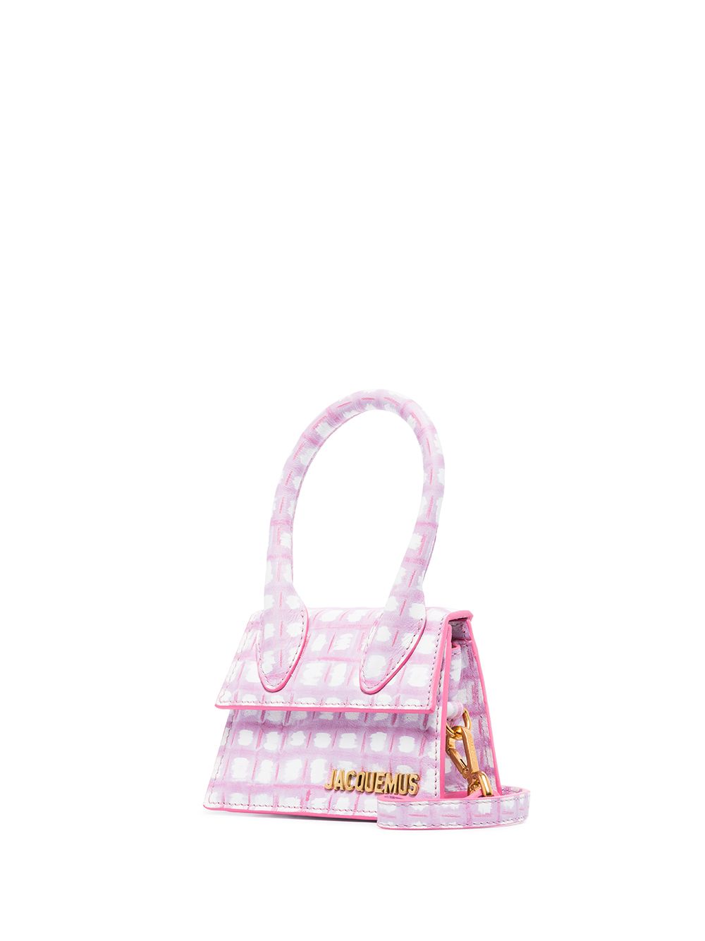 фото Jacquemus pink and white le chiquito check print mini bag