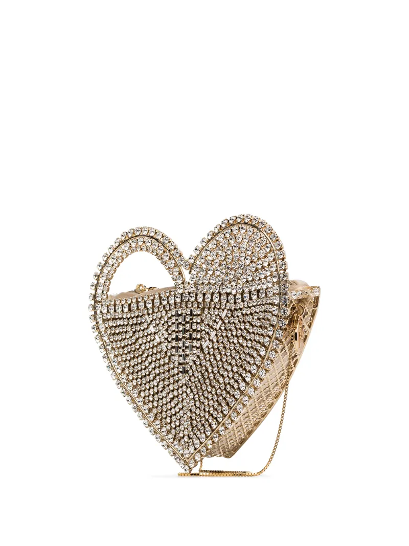 Rosantica Regina Crystal-embellished Heart Clutch Bag In Gold